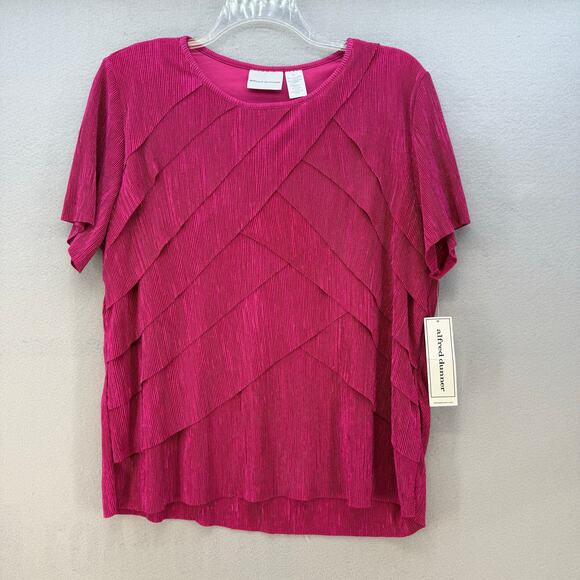 Alfred Dunner Top Women's XL Pink Short Sleeve Oscar Night Collection NWT - Picture 1 of 8